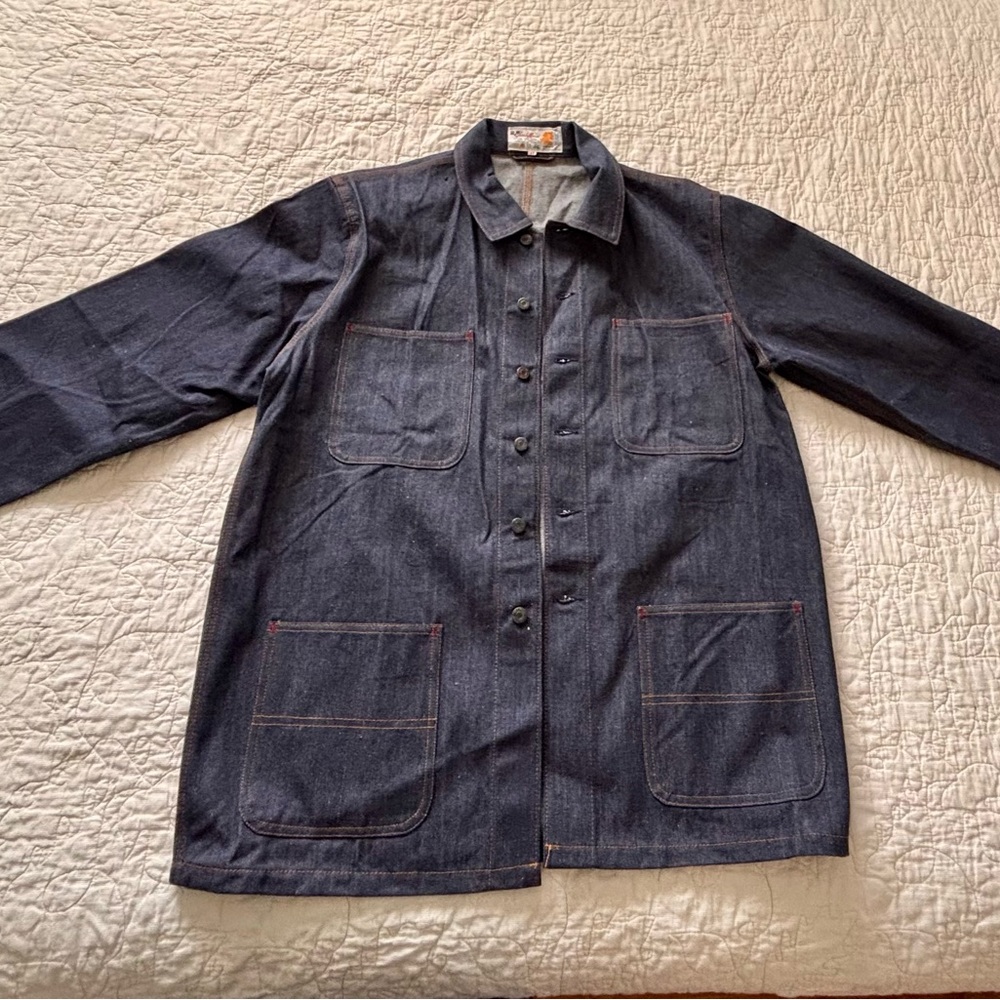 Vintage Golden Horse Denim Chore Coat Jacket Indigo Workwear Oversized 46
